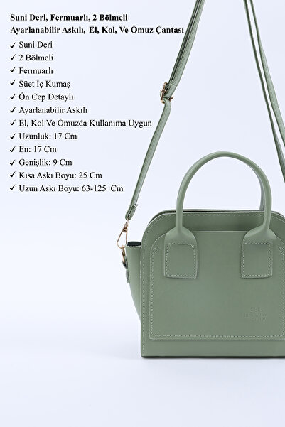 SHAKA Mint Green Shk219 Faux Leather, Zippered, Two Compartments, Adjustable Strap, Hand, Arm and Shoulder Bag