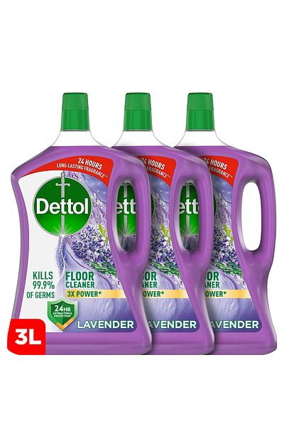 Dettol Power Floor Cleaner, Lavender Scent, 1.8l X 3