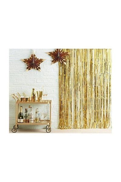 Deniz Party Store Gold Color Metalized Background Curtain Wall Curtain