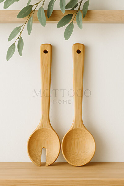 Mottogo Bamboo Salad Serving Spoon Set - 2 Piece Spoons