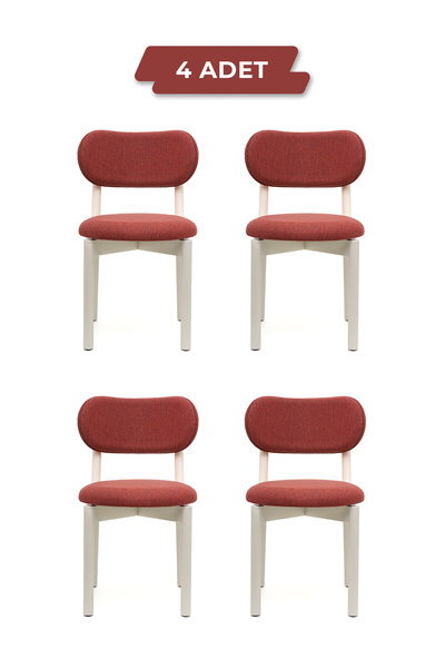 Tunçay Sandalye Ocean Beyaz Ahşap 4'lü Mutfak Salon Yemek Odası Sandalyesi