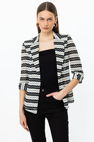 Ekol Tül Kumaş Desenli Duble Kol Ceket