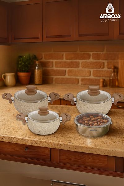 Amboss 8 Piece Tor Cook Hide Granite Pot Steel Storage Container Set