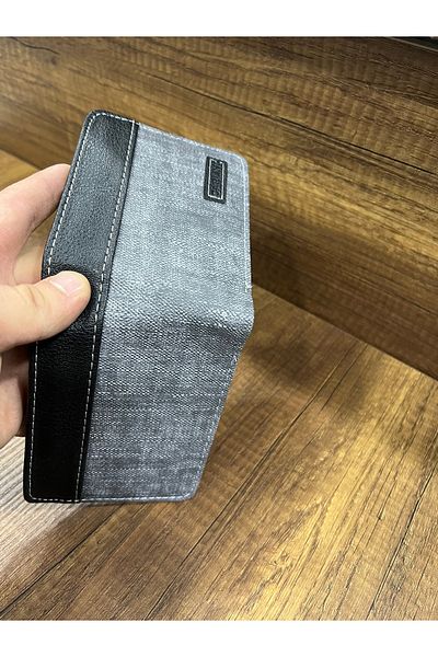 Carlino Faux Leather Men's Wallet with Denim Detail