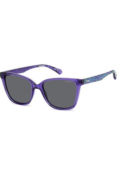 Polaroid Polarized Sunglasses for Girls Polaroid PLD 8062/S B3V/M9, Plastic, Purple, 48 mm