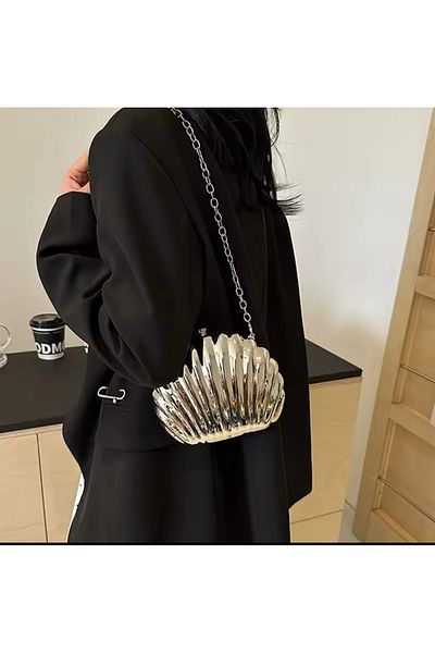 My Easy Shop Mussel Shell Metal Evening Dress Bag