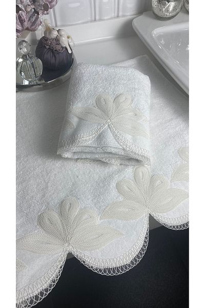 MEYN COLLECTİON 2-Piece Delicate Laced Dowry Holder, Gift Hand Towel