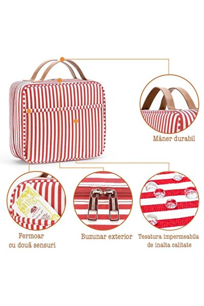 Quasar & Co. Quasar & Co.® travel set, with cosmetic bag and 4 x travel dispenser containers, red-gray