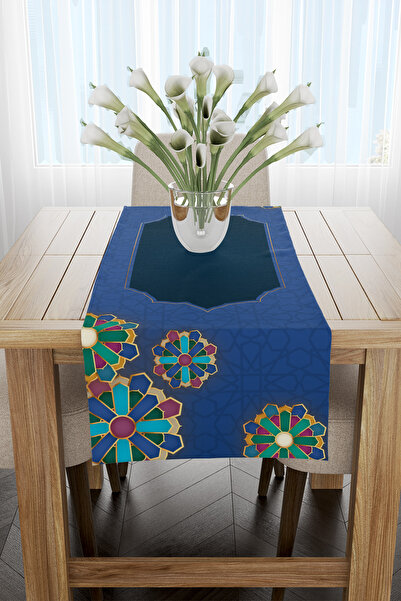 EsnafAli Μπλε Navy Μοντέρνο Ράνερ με θέμα το Ραμαζάνι 40X140