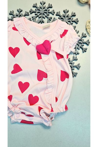 CemBebe Girl baby wrap closure heart snap stylish festive romper