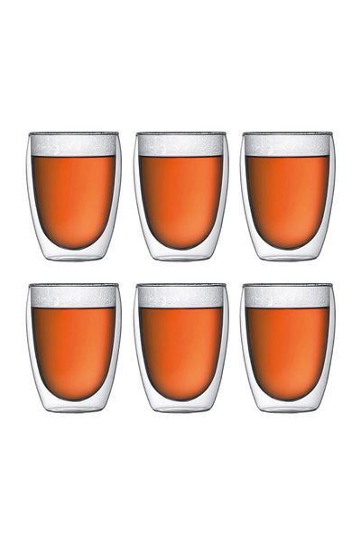 Quasar & Co. Set of 6 double-walled glasses, Quasar & Co.®, heat-resistant, 350 ml, glass, transparent