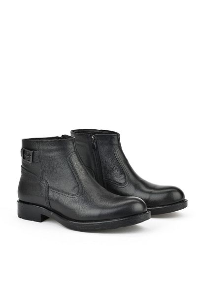 Ziya , Ανδρικές Γνήσιες Δερμάτινες Μπότες Shearling 153999Z0442 Μαύρο