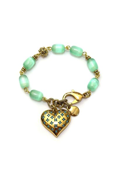 Mon Reve Aqua Dreams Turquoise Selenite Natural Stone Heart Charm Bracelet