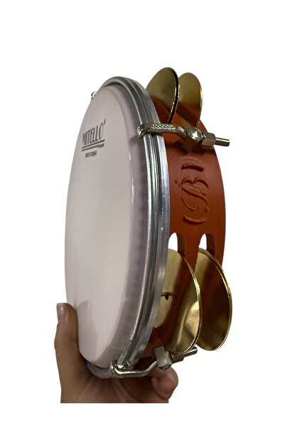 bademüzik Arap Fasıl Tefi Profesyonel Kahverengi Carbon Kasnak Mitello Beyaz Filmli Kılıflı