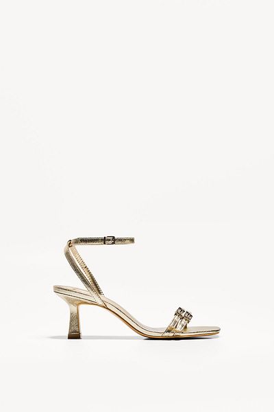 Bershka High-heel strappy sandals with ankle strap
