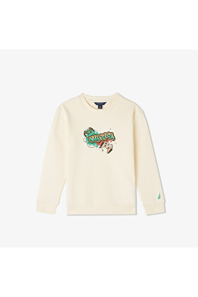 Nautica Knit Active Top Çocuk Krem Sweatshirt