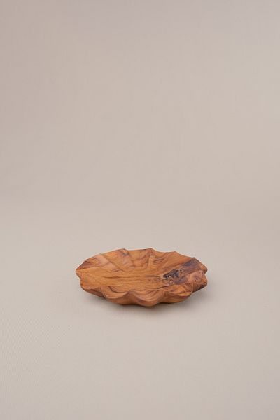 Barine Teak Wood Wave Patterned Small Plate 10 cm