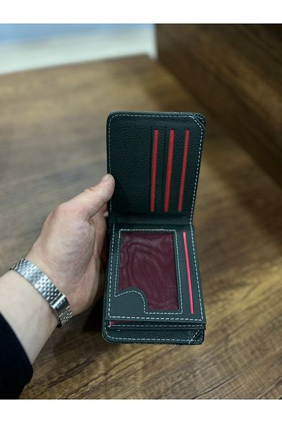 Carlino Faux Leather Men's Wallet with Denim Detail