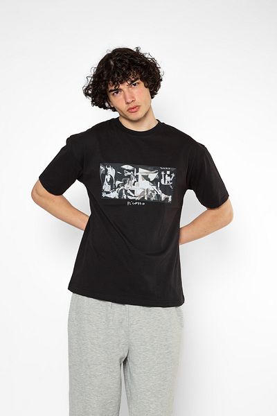 Sekizbiraltı Μαύρο μπλουζάκι Unisex με στάμπα Picasso Guernica