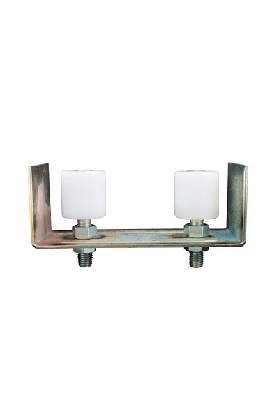flores Adjustable guide for sliding gate, without holes, with 2 rollers Ø 46 mm, plate 170 x 68 mm