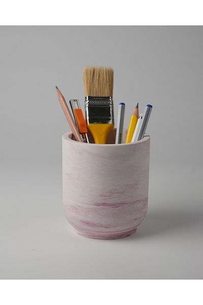 Kaju Creative Decorative Concrete Makeup Brush Holder - Pen Holder / Plate Set (Marble Patterns May Vary)