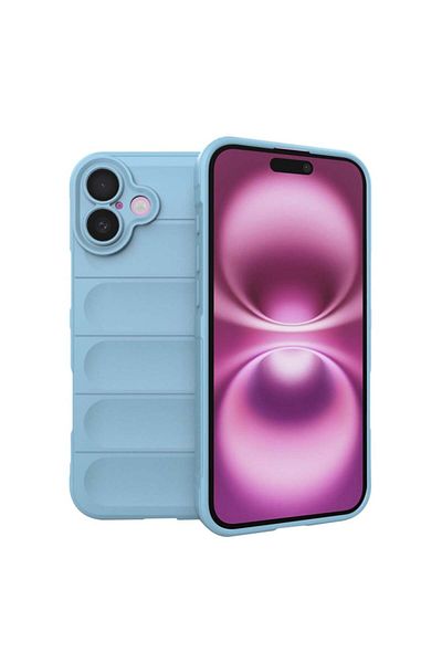 SKYDDAR INNOVATION Carcasă pentru iPhone 16 Plus, Vogue, din Silicon Mat, albastră, set de autocolante