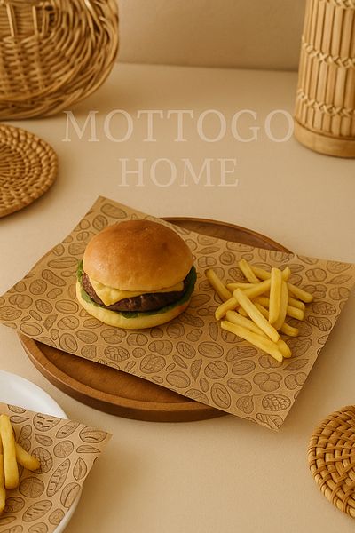 Mottogo 50 Pieces of Vintage Patterned Presentation Paper - for Retro Newspaper, Hamburger Wrapping and Serving