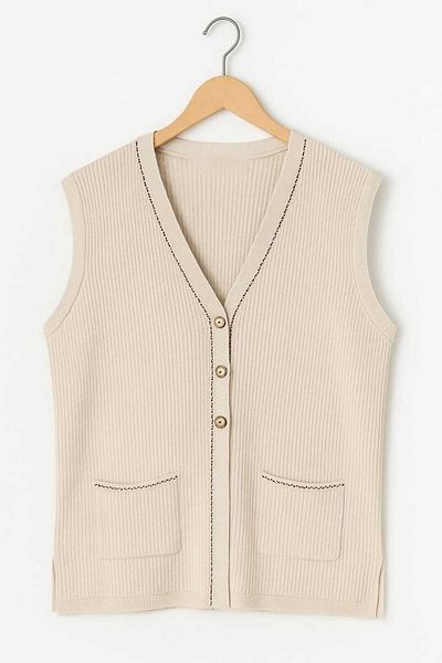 gigigiyim Button Detailed Pocketed Mother Vest Beige