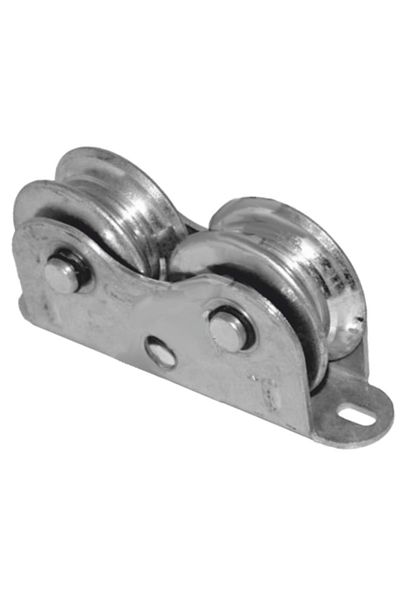 flores Metal roller, double, for gate, with support, 30 mm