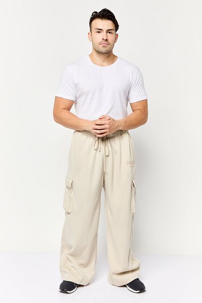 Originals by Brooklyn Cloth Men Regular Fit Embroidered Sweatpants, Beige