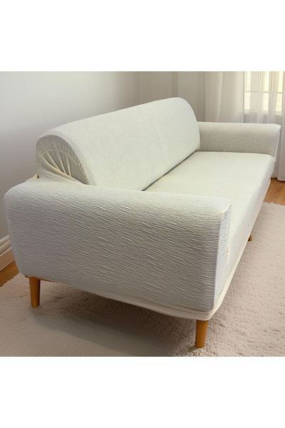 etleshome Jacquard 3 3 1 1 Cream Color Elastic Seat Cover Sofa Sofa Bed Cover Seat Cover Set