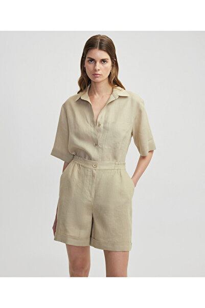 İpekyol Elastik bel keten şort