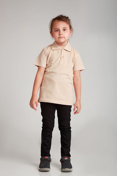 Trendy Mall Tricou pentru copii, crem, cu gât polo, din bumbac pieptănat