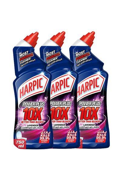 Harpic Power Plus Toilet Cleaner, Lavender Scent, 750ml X 3
