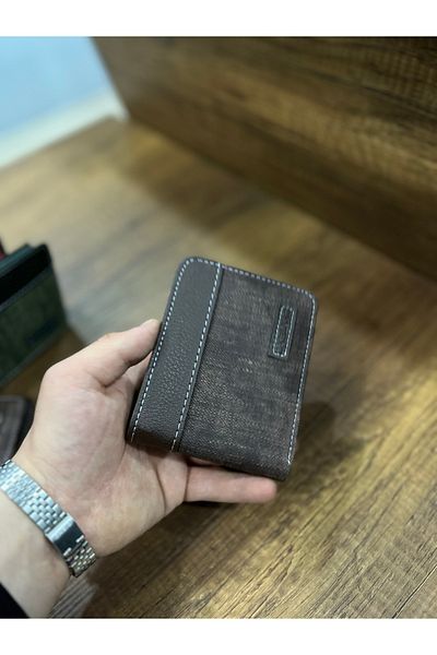 Carlino Faux Leather Men's Wallet with Denim Detail