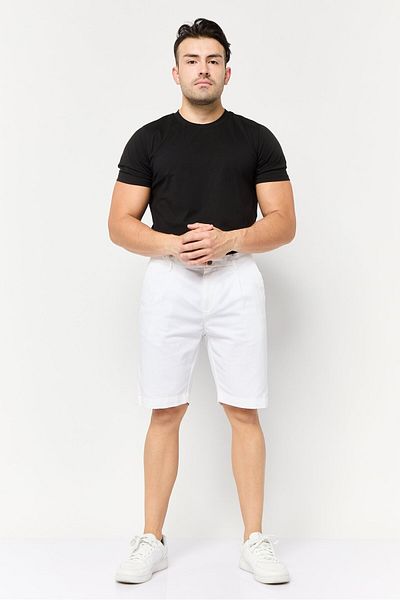 GAZZARRİNİ Men Solid Chino Shorts, White