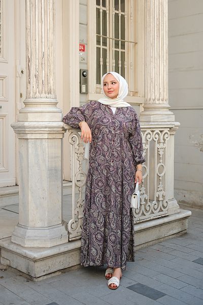 LOCCO Women's Ethnic Pattern Dress Plum