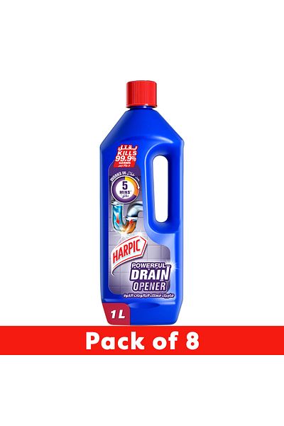 Harpic Powerful Drain Opener Gel 1l X 8