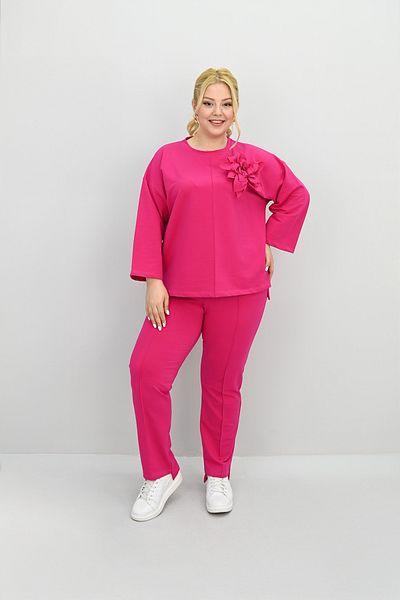Koza Butik Γυναικείο Σετ Φόρμας Μεγάλου Μεγέθους Μακρυμάνικο Αξεσουάρ Λουλούδι 8182-25