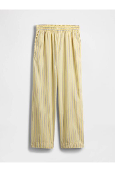 GAP Kadın Sarı %100 Organik Pamuk Poplin Easy Wide-Leg Pantolon
