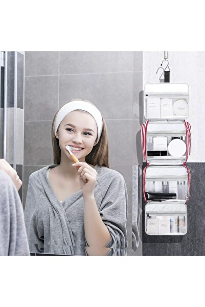 Quasar & Co. Quasar & Co.® travel set, with cosmetic bag and 4 x travel dispenser containers, red-gray