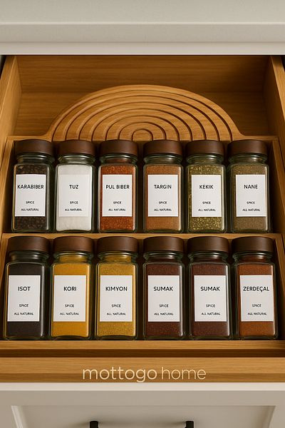Mottogo Set of 12 Acacia Lid Glass Spice Shakers + 16 Labels-120Ml