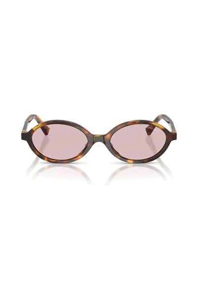 Miu Miu 04Zs 14L4I0 50 Women's Oval Crushed Brown Bone Sunglasses