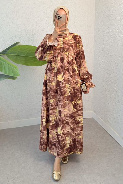 Salih Çelebi Φόρεμα με σχέδιο Tie Dye Viscon 2310 - ΚΑΦΕ