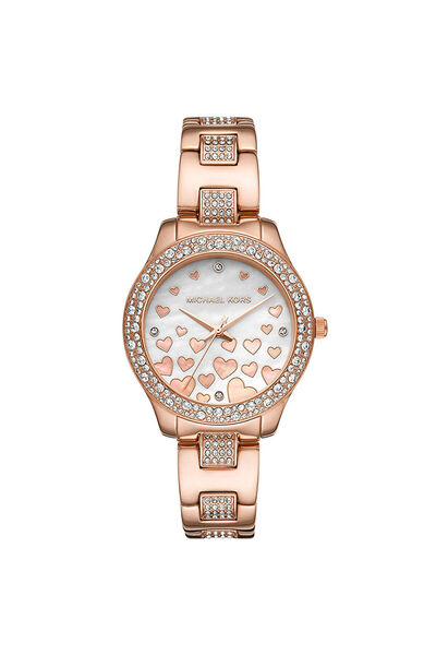 Michael Kors ساعة ليليان النسائية بثلاث عقارب من مايكل كورس، باللون الذهبي ال...