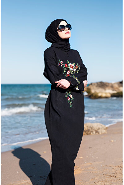 sefamerve Μαύρο Κεντημένο Φόρεμα Sile - 0300-05