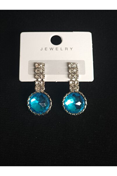 Avcıoğlu Aksesuar أقراط نسائية 2 صفوف مستديرة متدلية كريستال الزركون حجر فضة ...