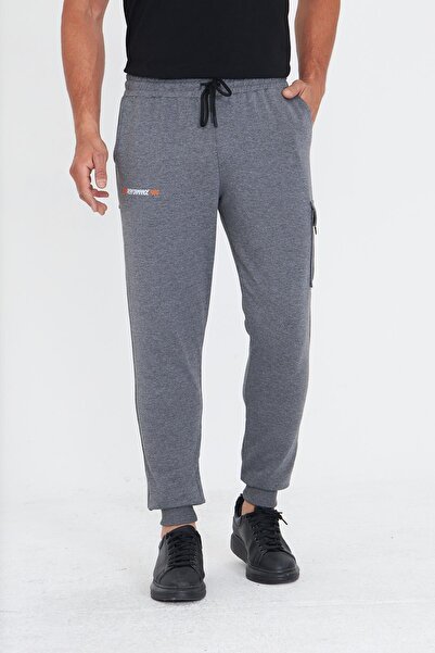 Marco Ferry Men's Cotton Cargo Pocket Sweatpants Anthracite Melange 5821-A