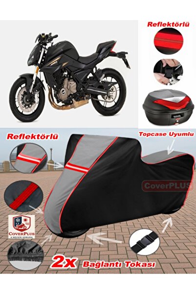 CoverPlus Qj Srk700 Tarpaulin Topcase Compatible Motorcycle Tarpaulin (Grey-B...