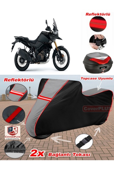 CoverPlus سوزوكي V-Strom 1050 DE القماش المشمع Topcase متوافق مع القماش المشم...